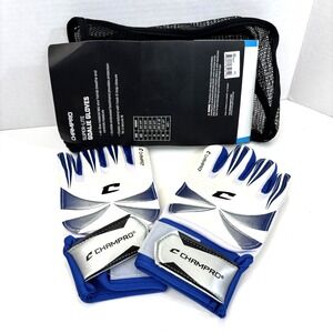 Champro Super-Lite Goalie‎ Gloves Size 7 (5'0"-5'3") White Blue Adjustable Wrist